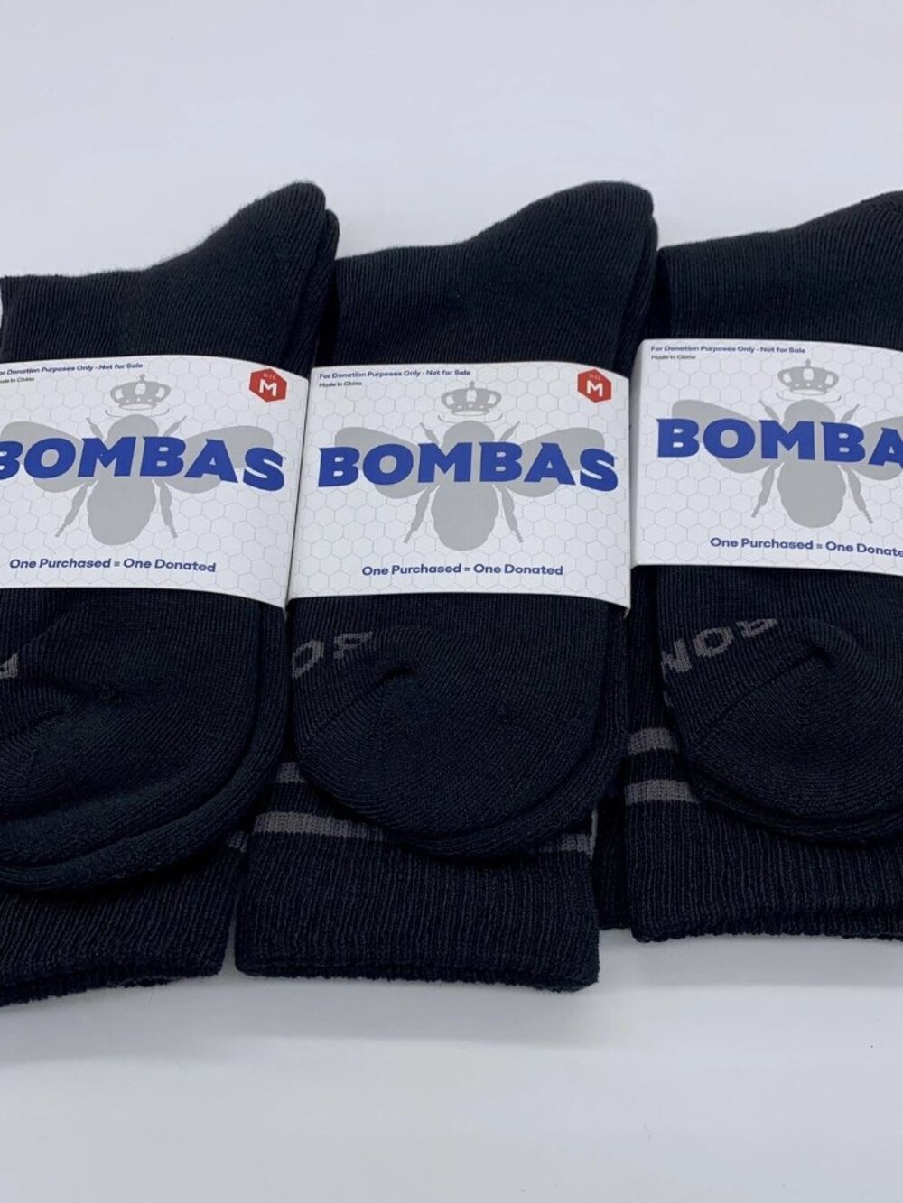 3 Pairs Bombas CREW Calf Socks Women's Medium NWT Black